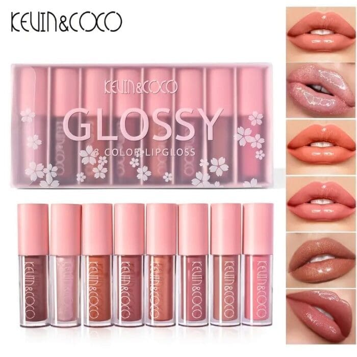 set 8 lip gloss nunate rose nude glosy cutie dreptunghiulara 8 3 x 17 5 x 2 7 cm 181 5 g multicolor 6523f098a1369